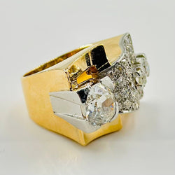 Bague tank en or rose platine et diamants