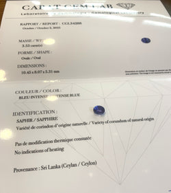 Bague Pompadour Saphir Ceylan Non Chauffé 3.55 Carats Diamants Or Jaune 18 Carats (Certificat)