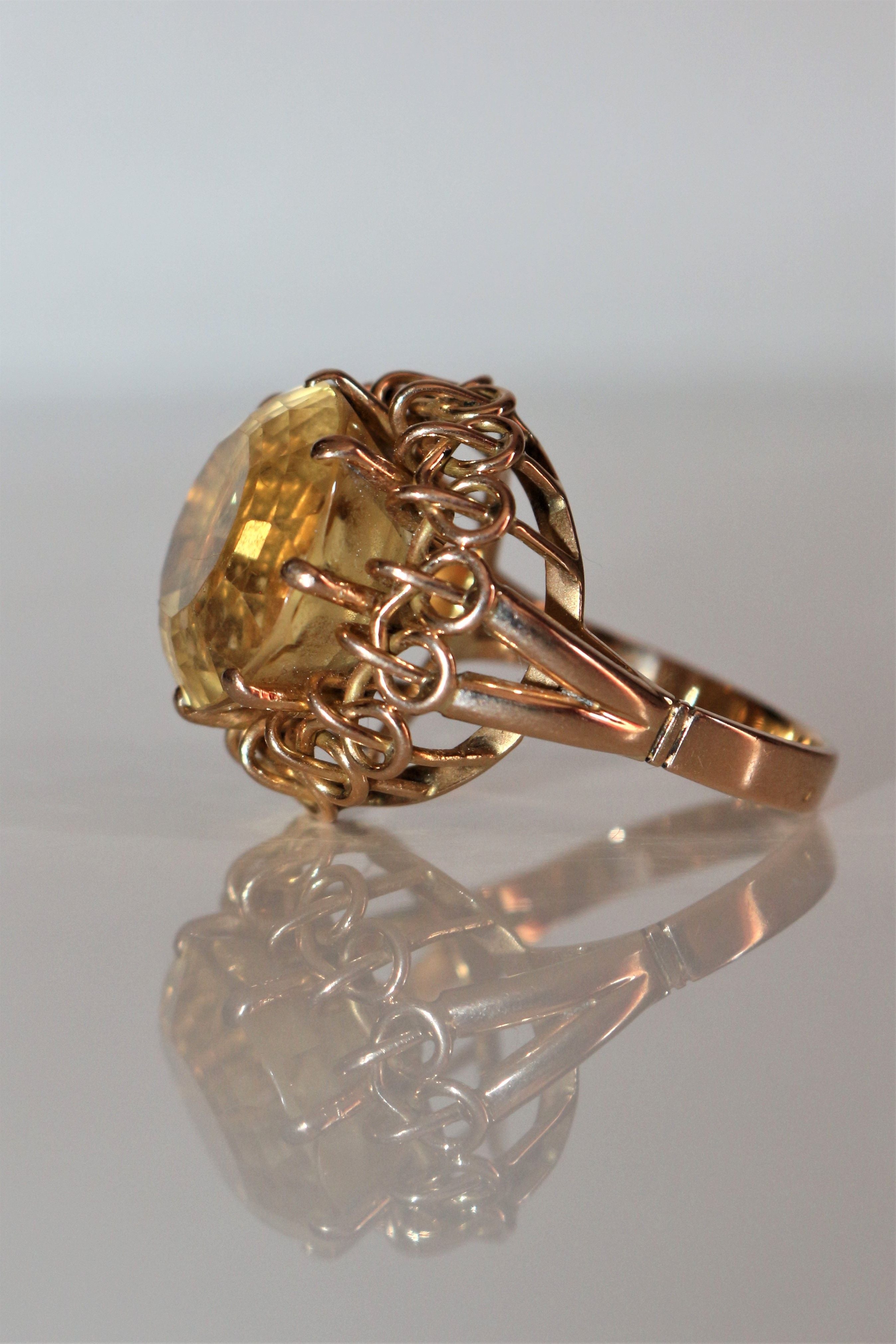 Bague Cocktail Citrine Or Jaune