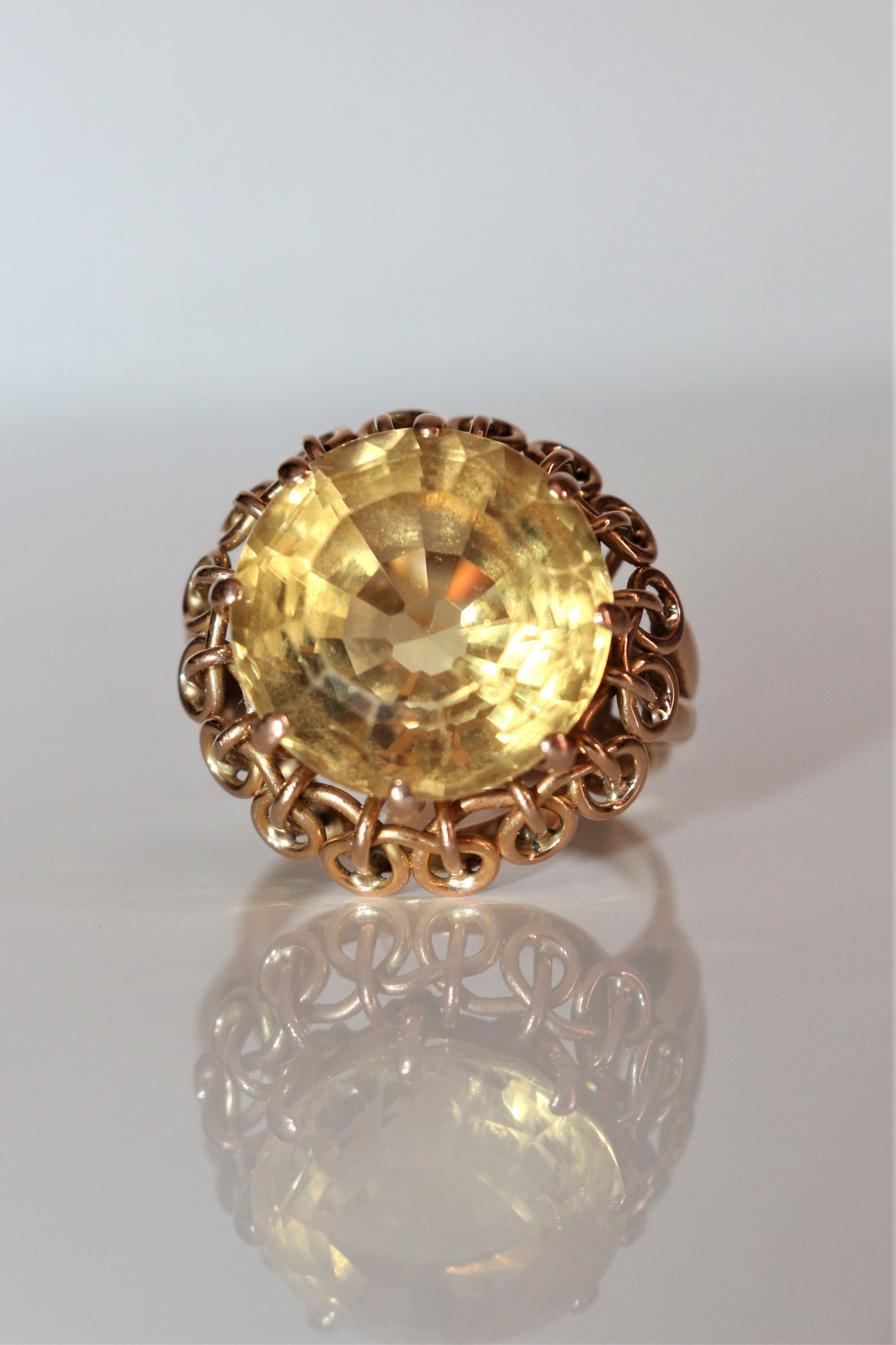 Citrine Cocktail Ring Yellow Gold