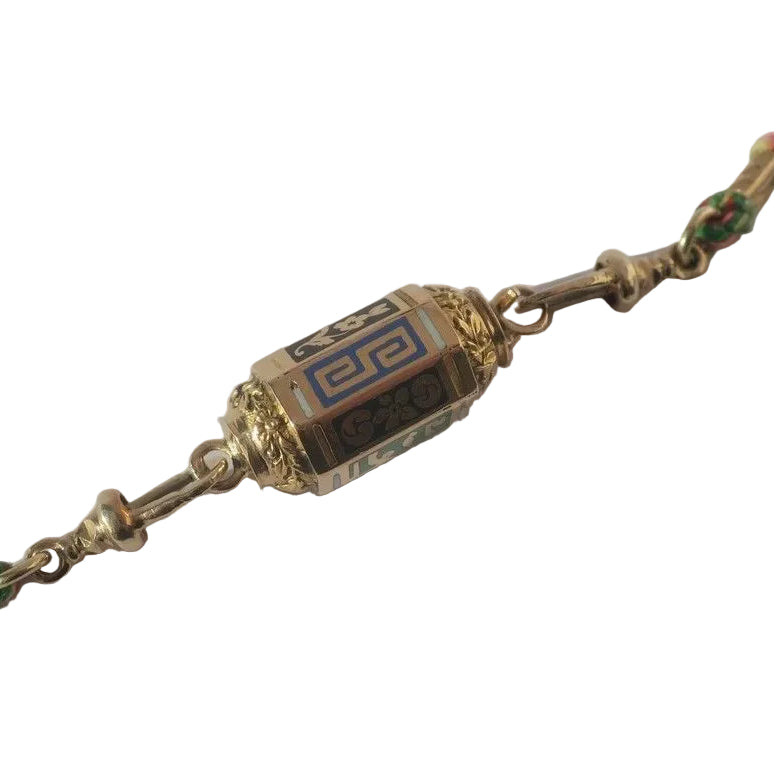 Collier en or rose et émail