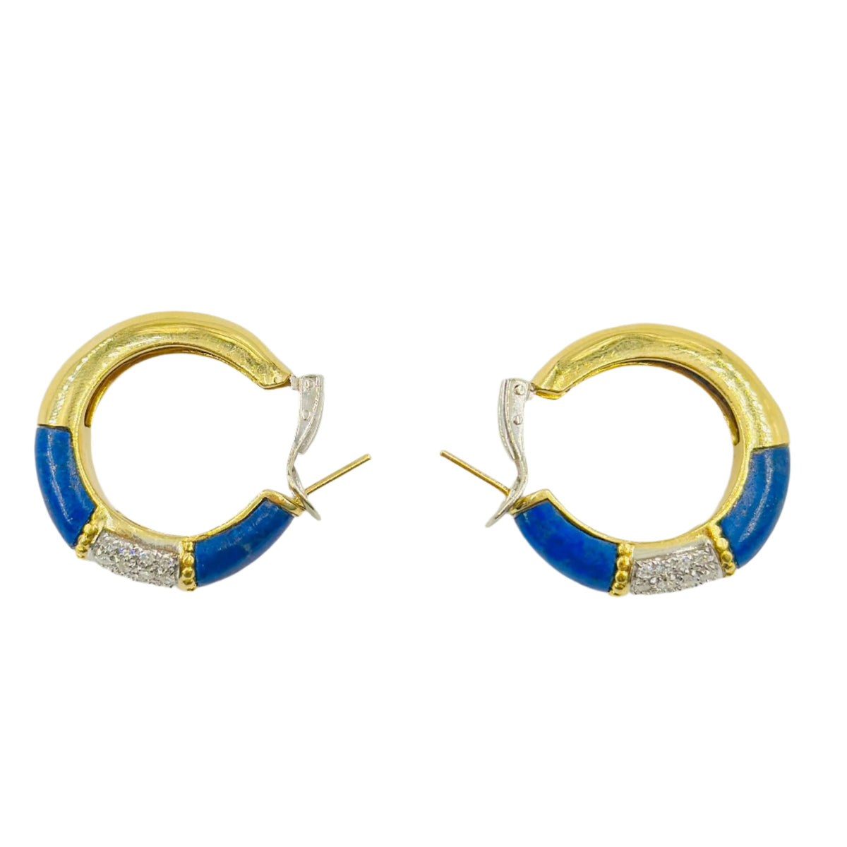 CARTIER hoop earrings in yellow gold, lapis lazuli and diamonds