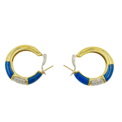 Boucles d'oreilles Créoles CARTIER en or jaune, lapis-lazuli et diamants