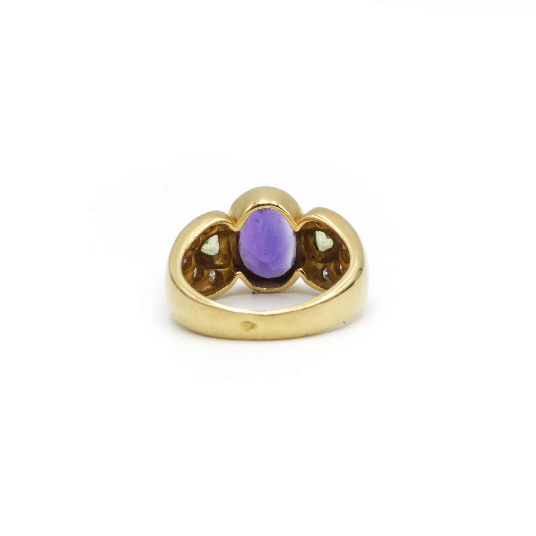 Ring at yellow gold, amethyst, peridots and diamonds