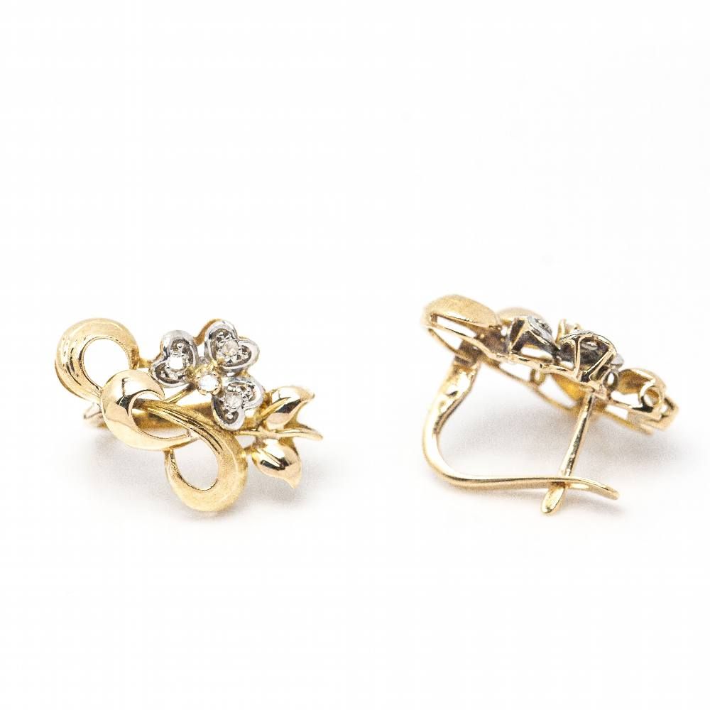 Boucles d'oreilles FLEUR NOUVEAU en or et platine