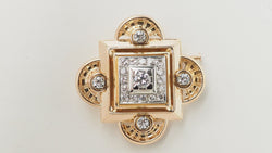 Broche pendentif ancienne en or jaune et diamants