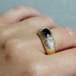 Yellow gold sapphire and diamond ring 