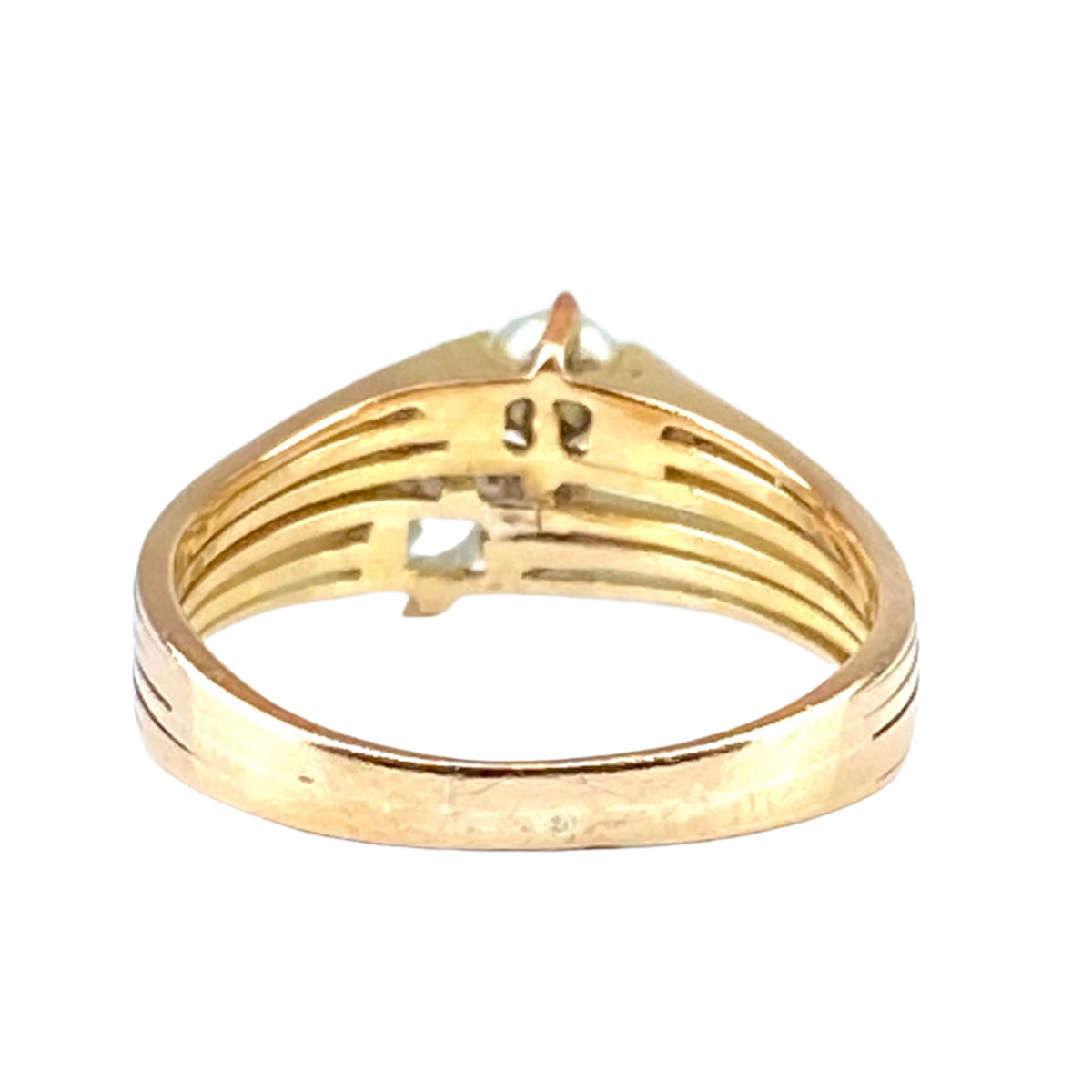 Ring you and me in yellow gold 18 carats, diamond and pearl circa 1900
