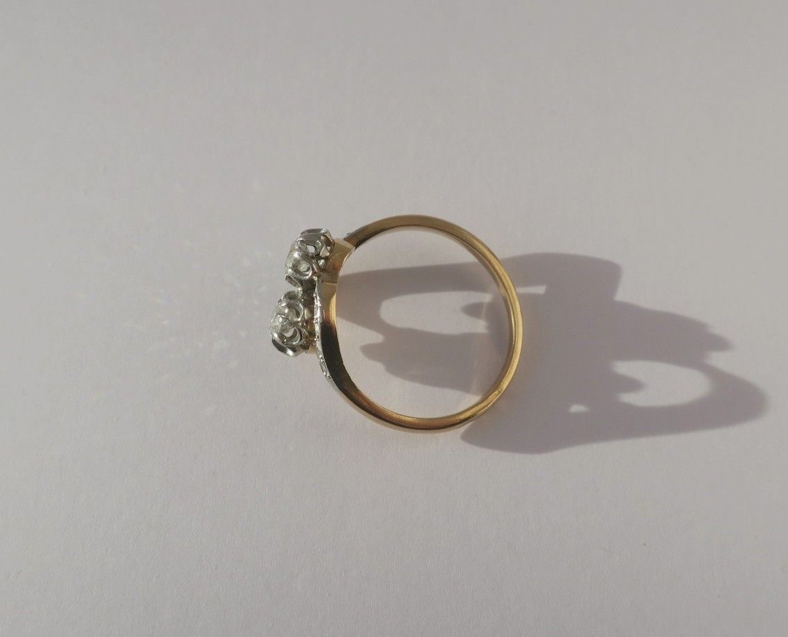 Ring You and Me diamonds, Yellow gold and paltinium circa 1900