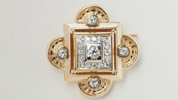 Broche pendentif ancienne en or jaune et diamants