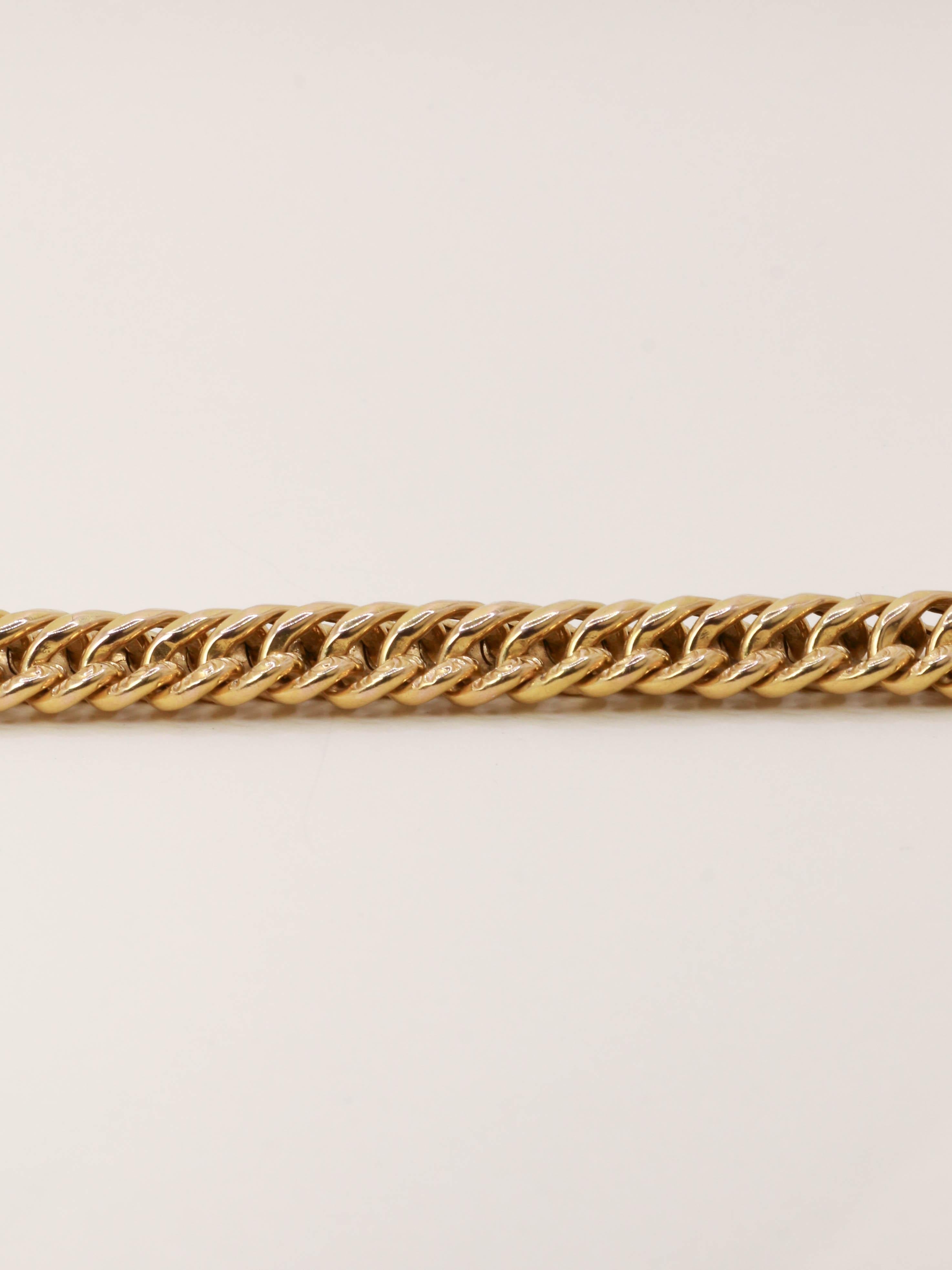 Bracelet vintage maille américaine or jaune