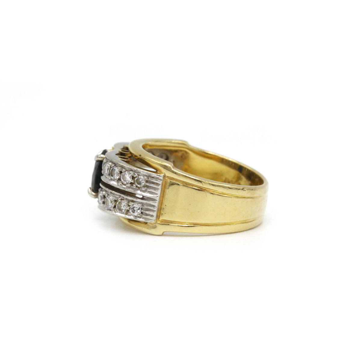 Ring - Two-tone gold, diamonds &amp; sapphire