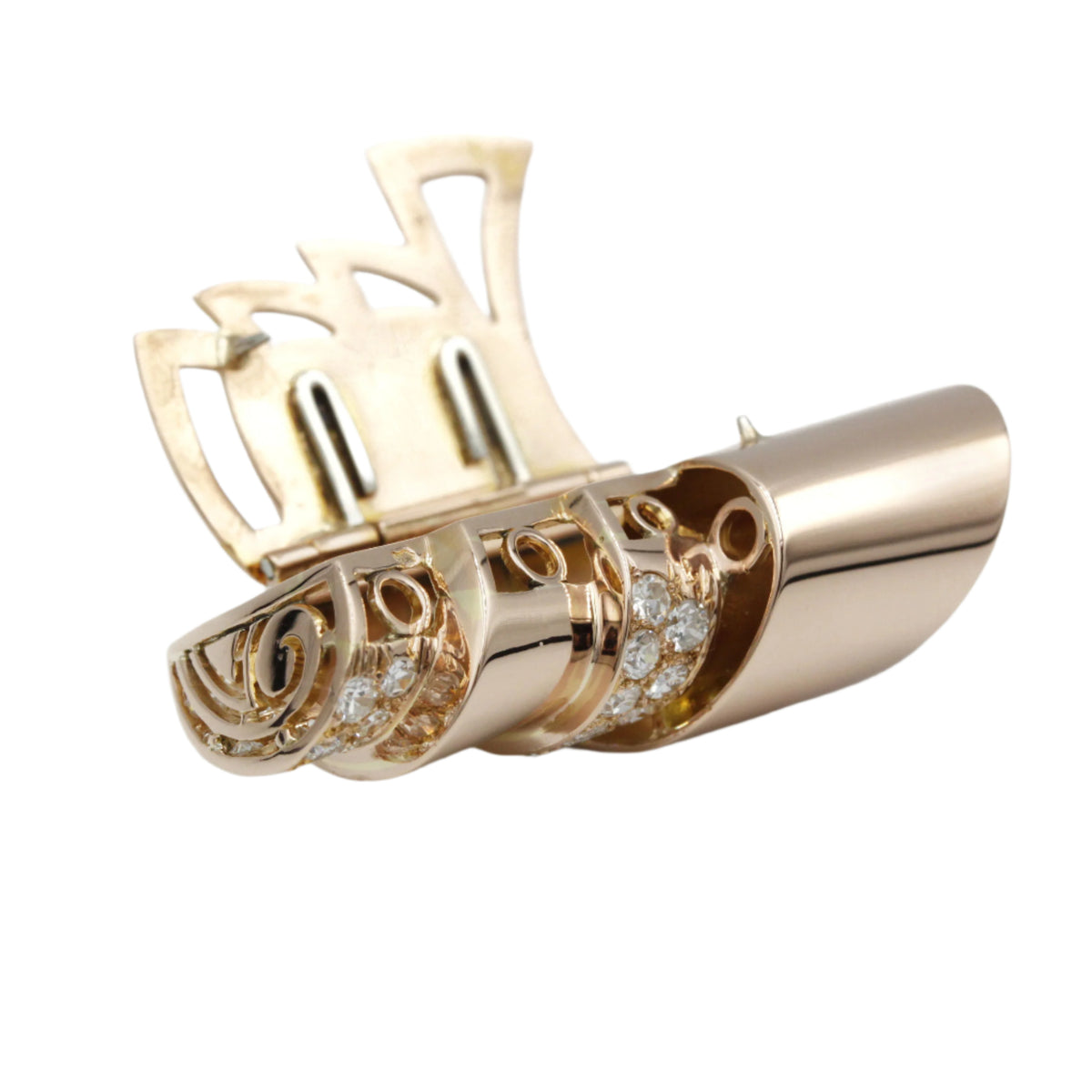 Rose gold and diamond clip brooch