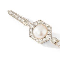 Broche Barrette perle et diamants