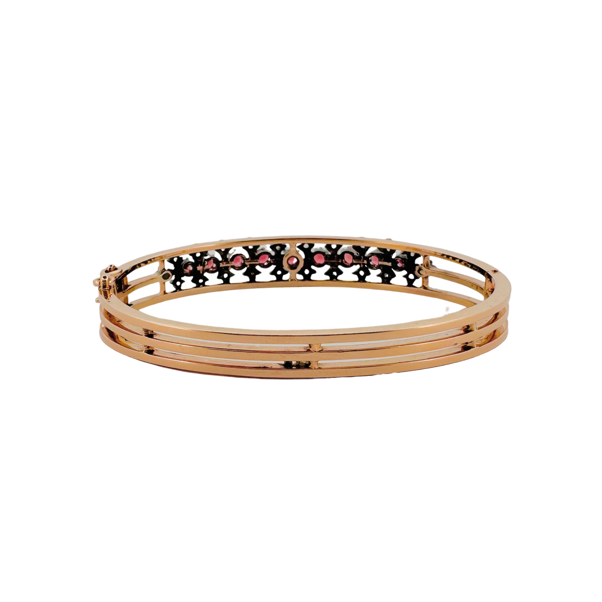 Bangle Bracelet in Rose gold, Silver, Tourmaline and Diamonds