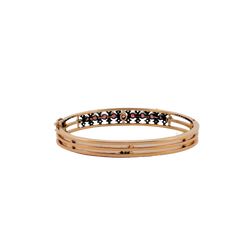 Bangle bracelet in pink gold, silver, garnets and diamonds 