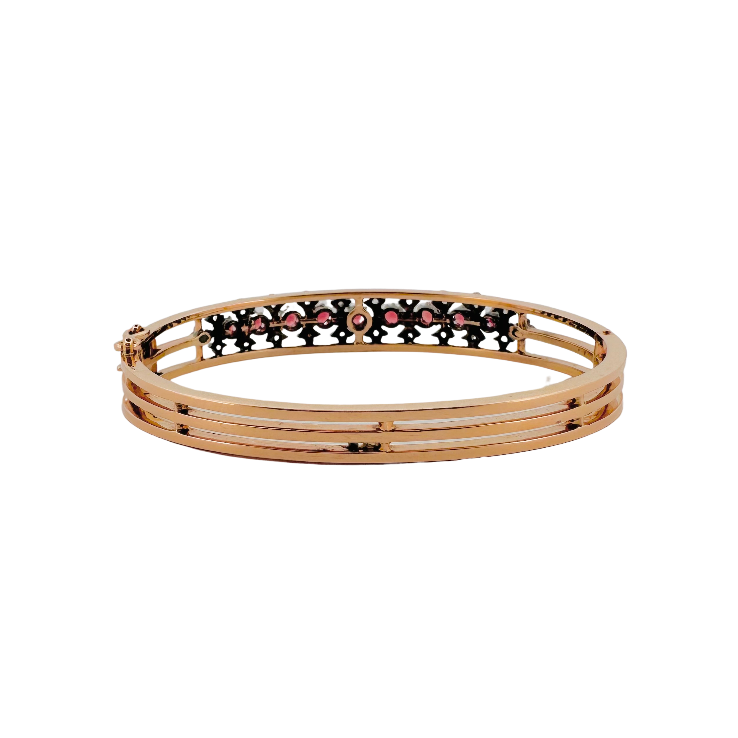 Bangle Bracelet in Rose gold, Silver, Tourmaline and Diamonds