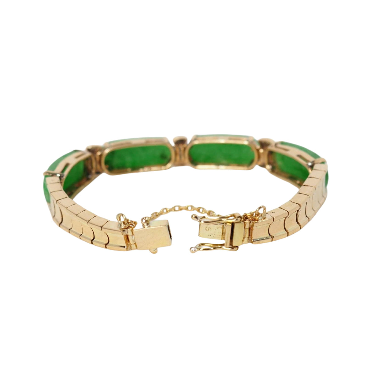 Vintage bracelet in yellow gold, jade and diamonds
