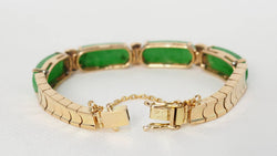 Vintage bracelet in yellow gold, jade and diamonds