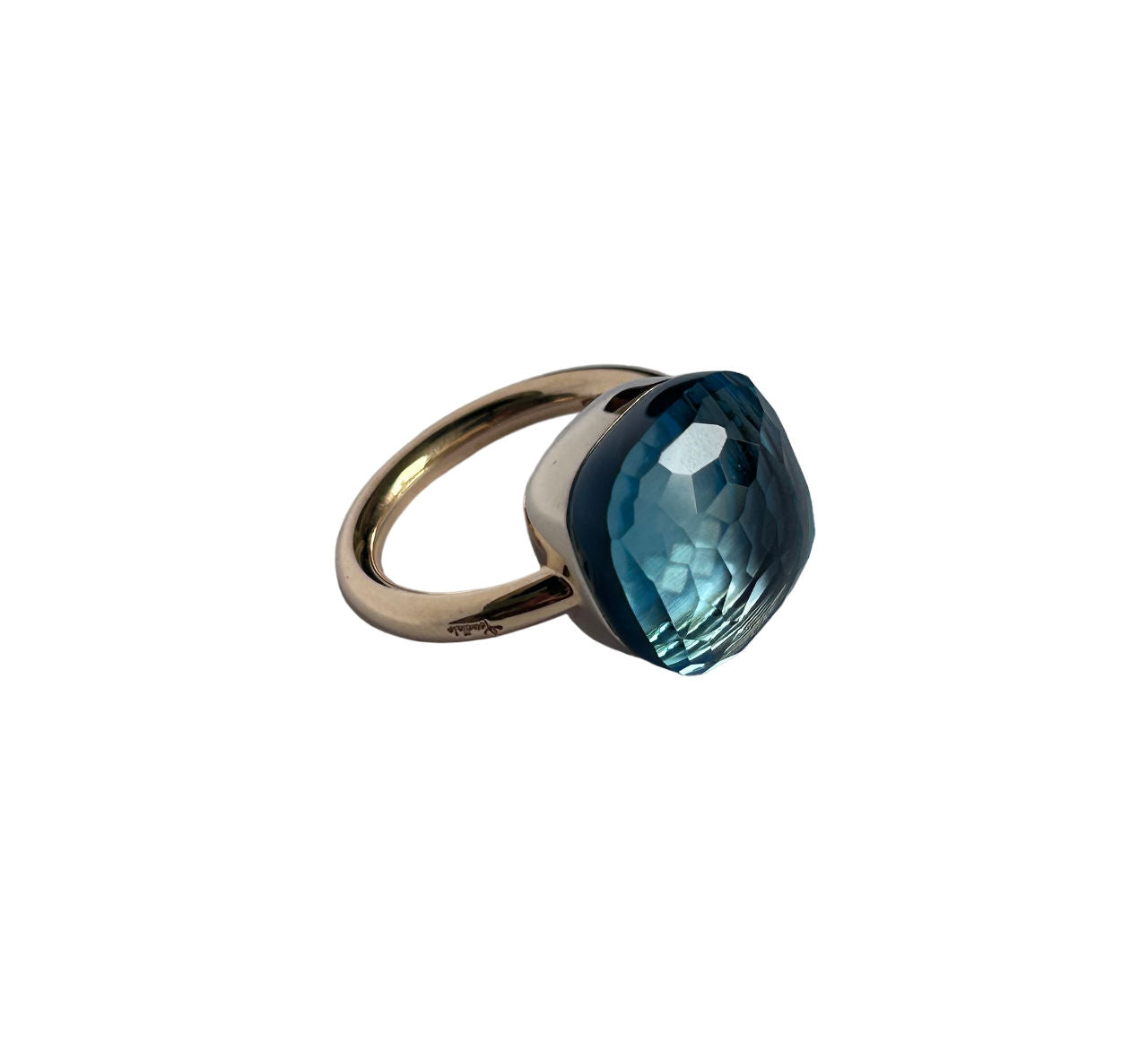 Bague POMELLATO Nudo Assoluto en or rose et topaze bleue (Taille 54)