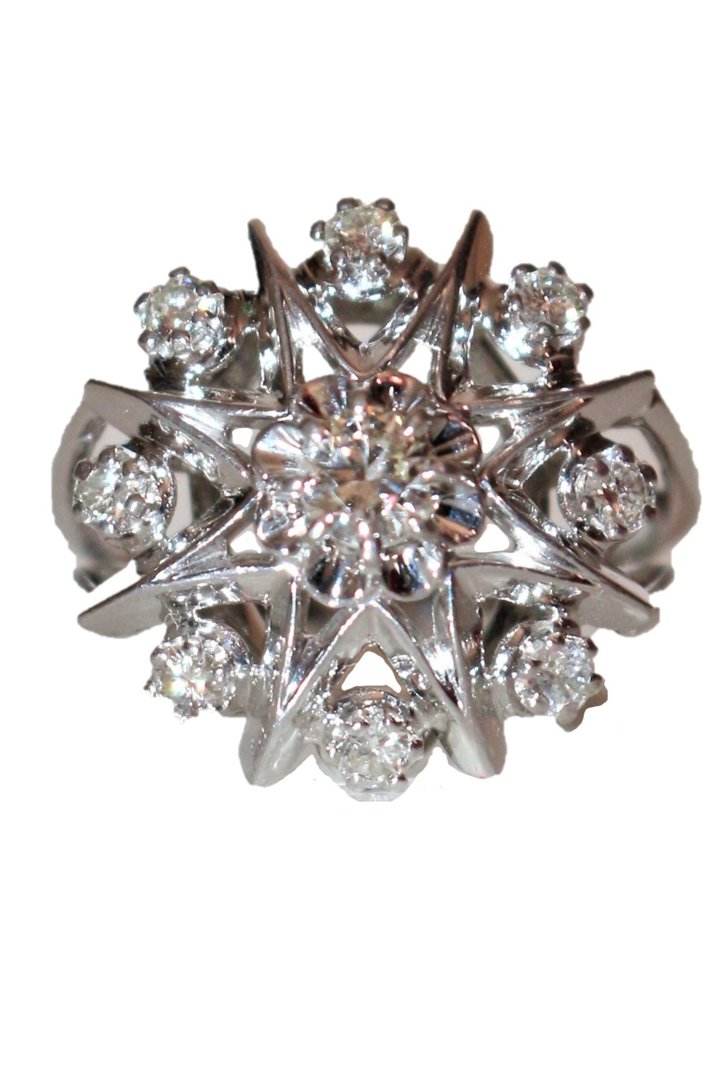 Bague étoile Or Gris Et Diamants