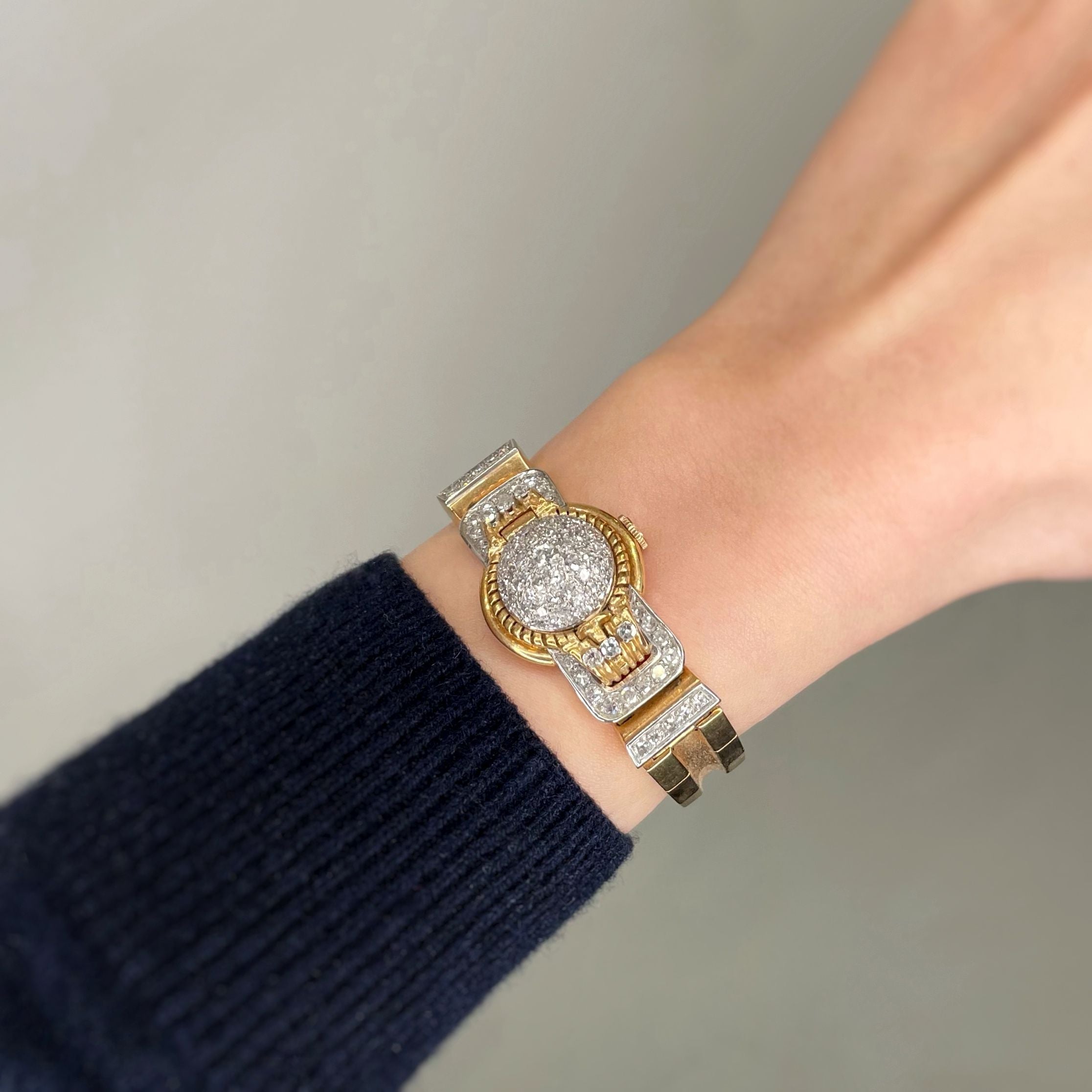 Bracelet Année 50 - Or, Platine & diamants