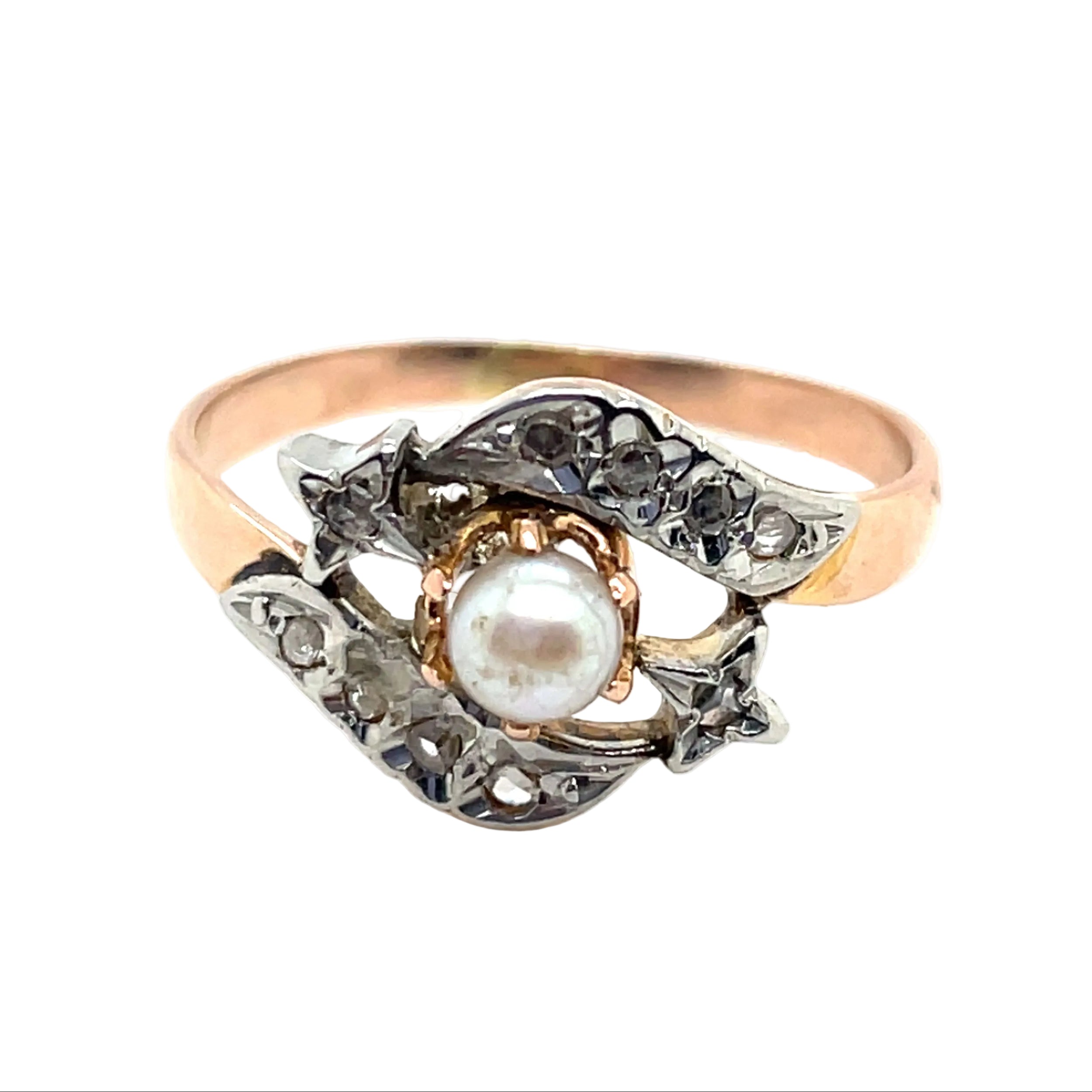 Bague Ancienne Diamants Perle