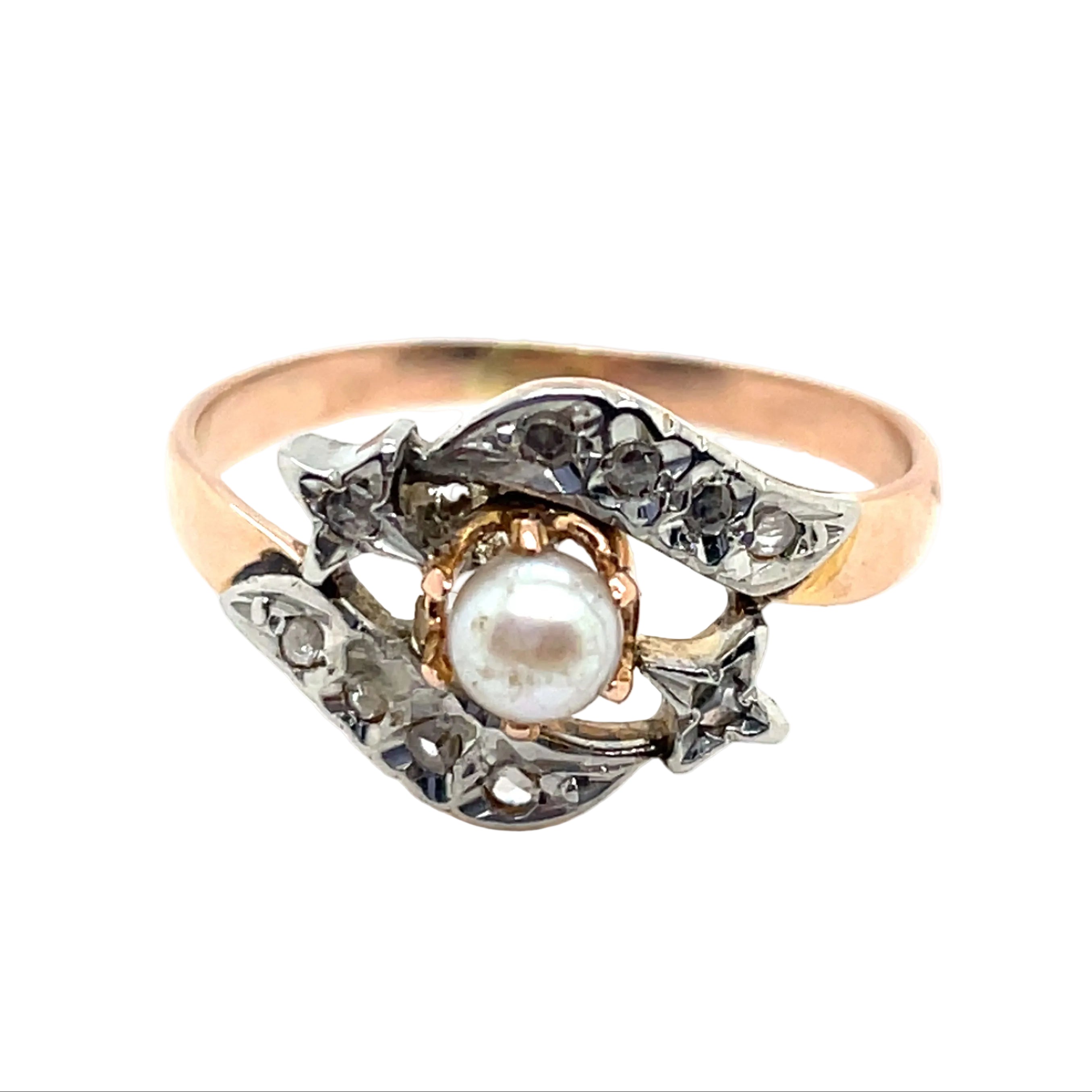 Bague Ancienne Diamants Perle