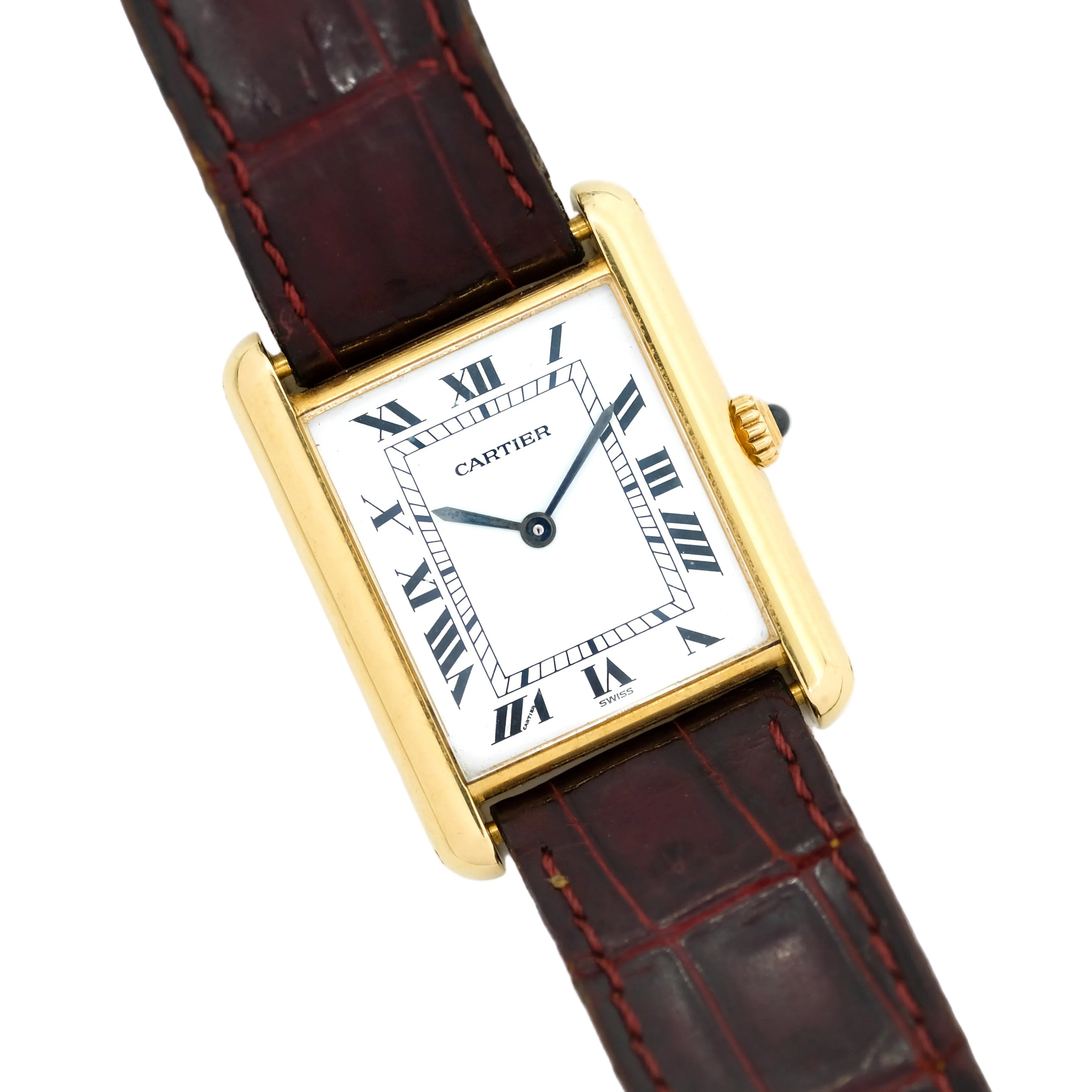 Montre CARTIER Tank Louis en or et saphir