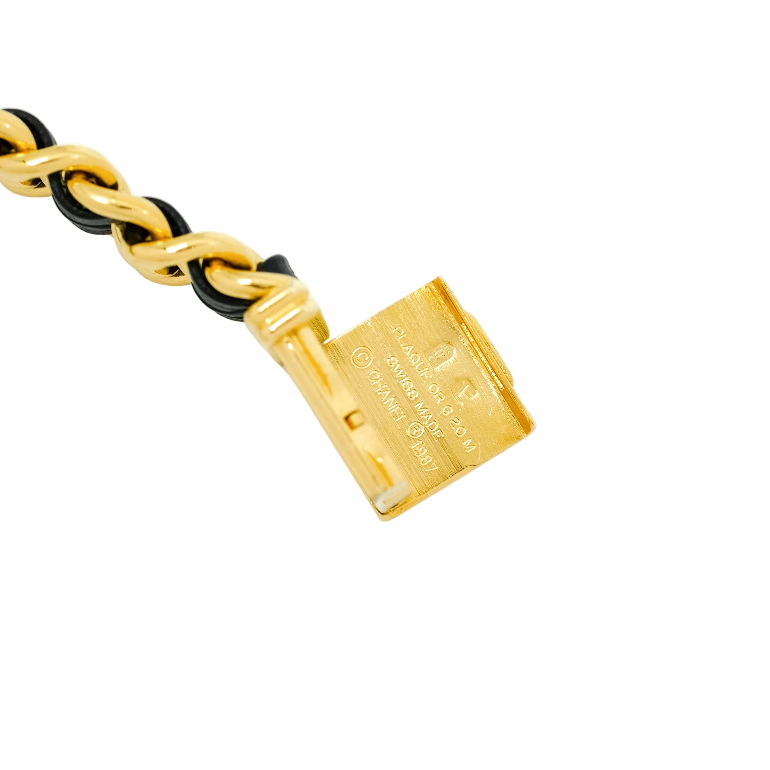 Montre CHANEL "Première" en plaqué or, cuir et saphir