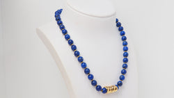 Collier De Perles de Lapis Lazuli Et Fermoir En Or