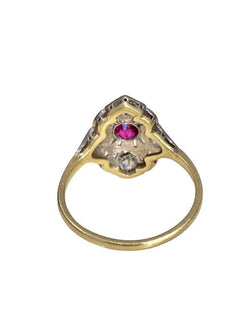 Bague Belle époque, en or jaune 18k, platine et diamants