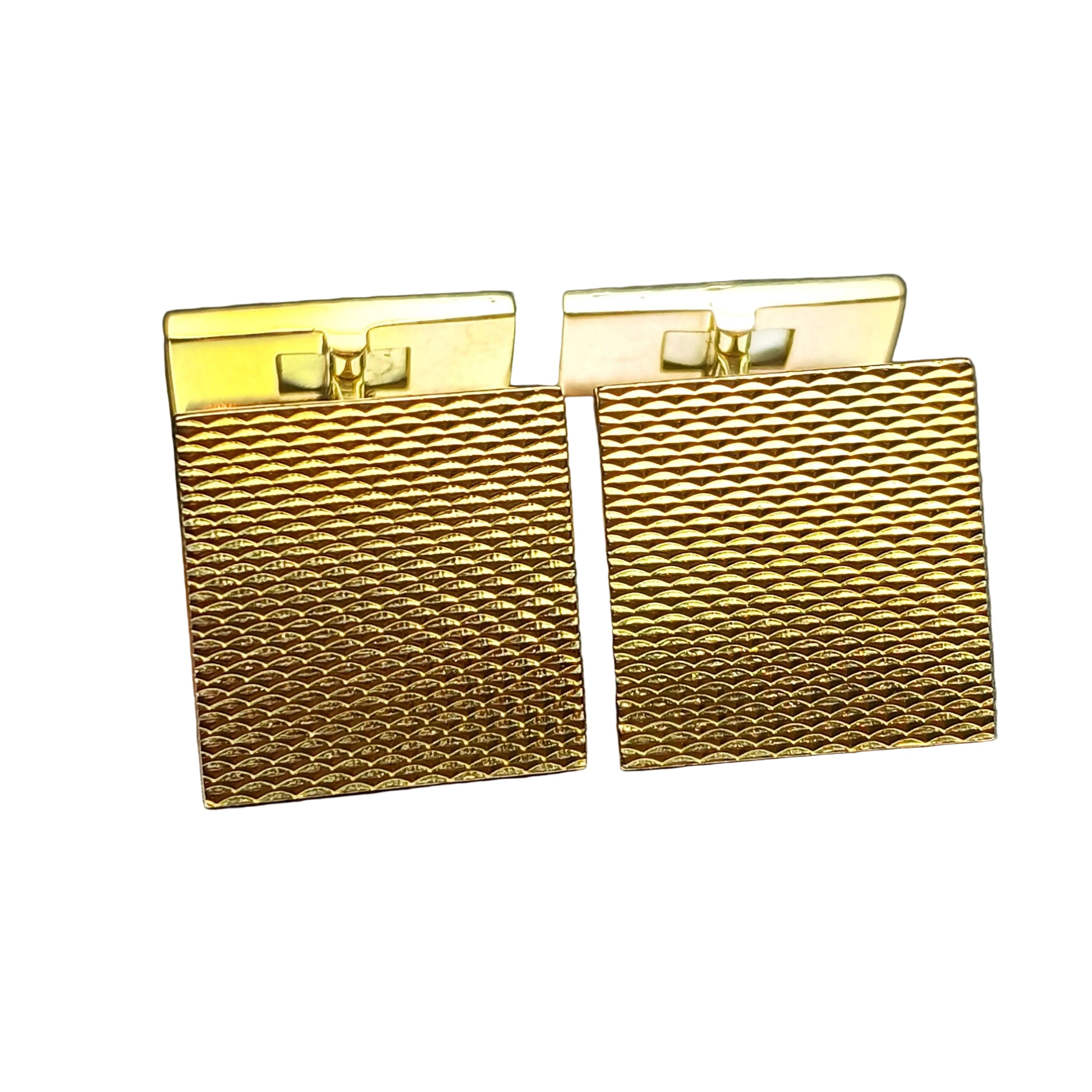 Boutons de manchette guillochés en or jaune