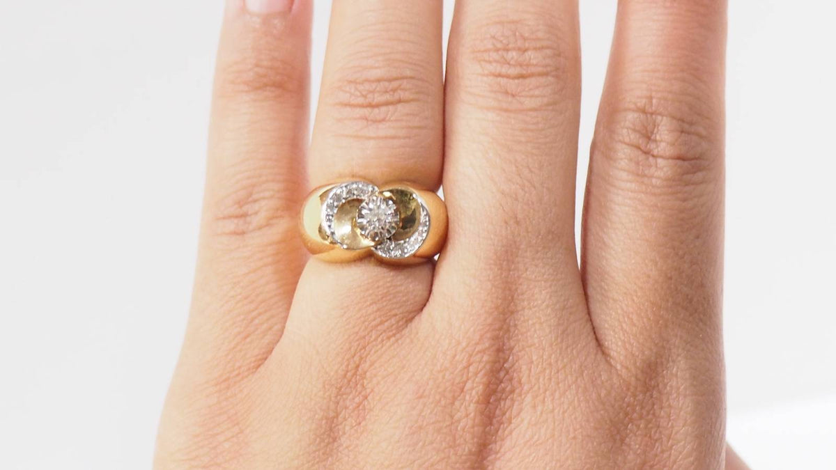 Yellow gold and diamond ring
