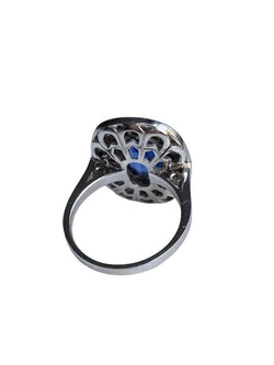 Bague en or blanc 18k saphir et diamants