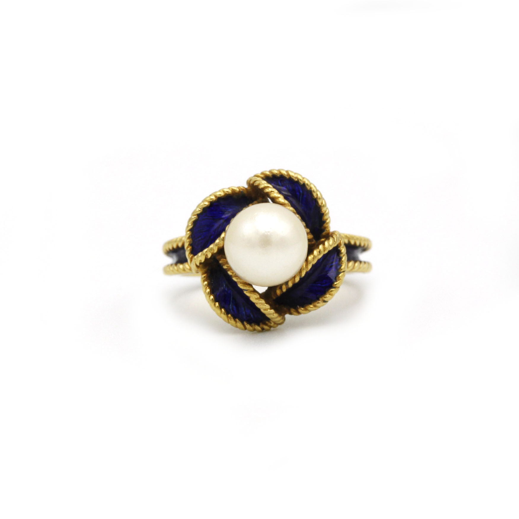 Bague - Or, perle et émail