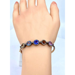 Bracelet Jonc Napoléon III en or jaune, saphir, topazes, citrine, spinelle et diamants