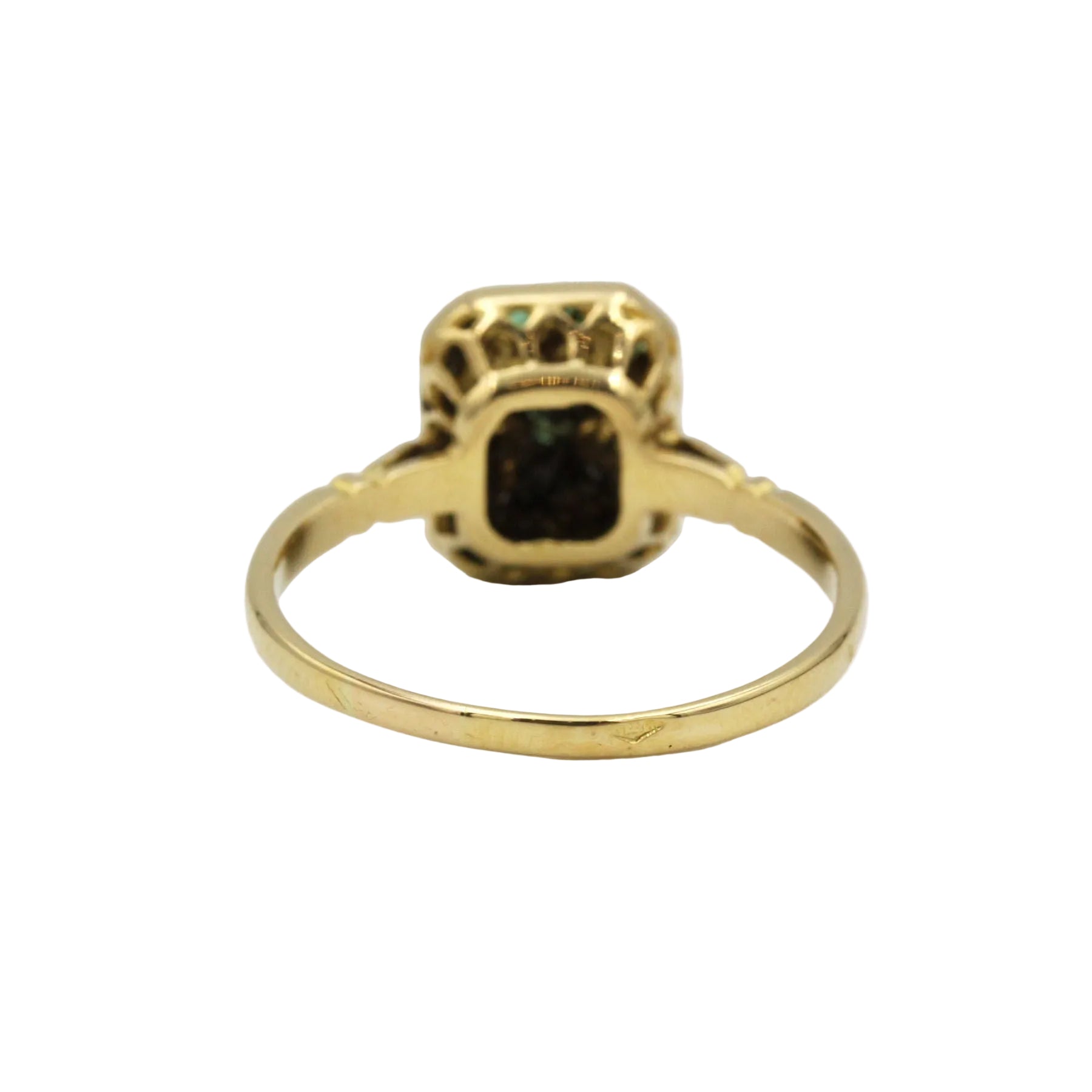 Bague en or jaune et diamants et émeraudes