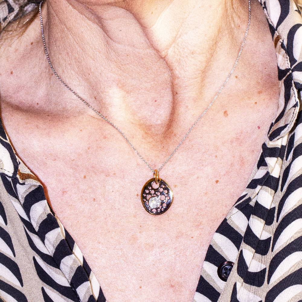 Necklace SATELIT in two-tone gold and diamonds