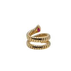 BULGARI "Serpenti" ring in yellow gold and pink tourmaline