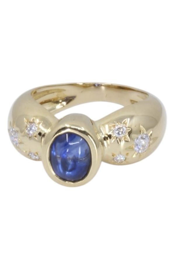 Bague saphir et diamants en or jaune