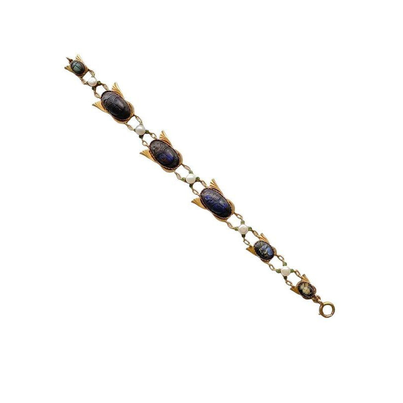 Renouveau égyptien bracelet, en or jaune 18k serti de 6 scarabées