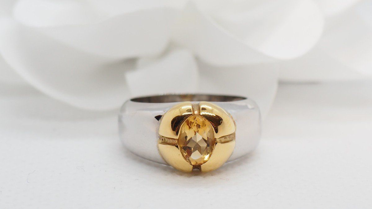 Two-Tone Gold And Citrine Ring 