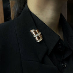 Broche Clip en or rose et diamants