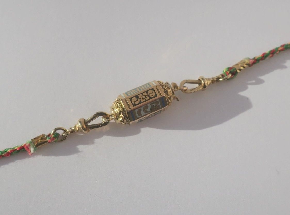 Collier fermoir ancien en or rose et émail