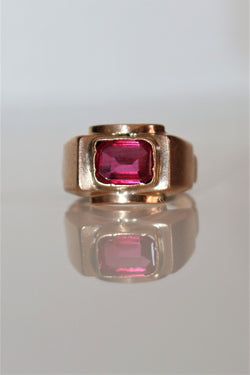 Bague Tank Rubis Verneuil