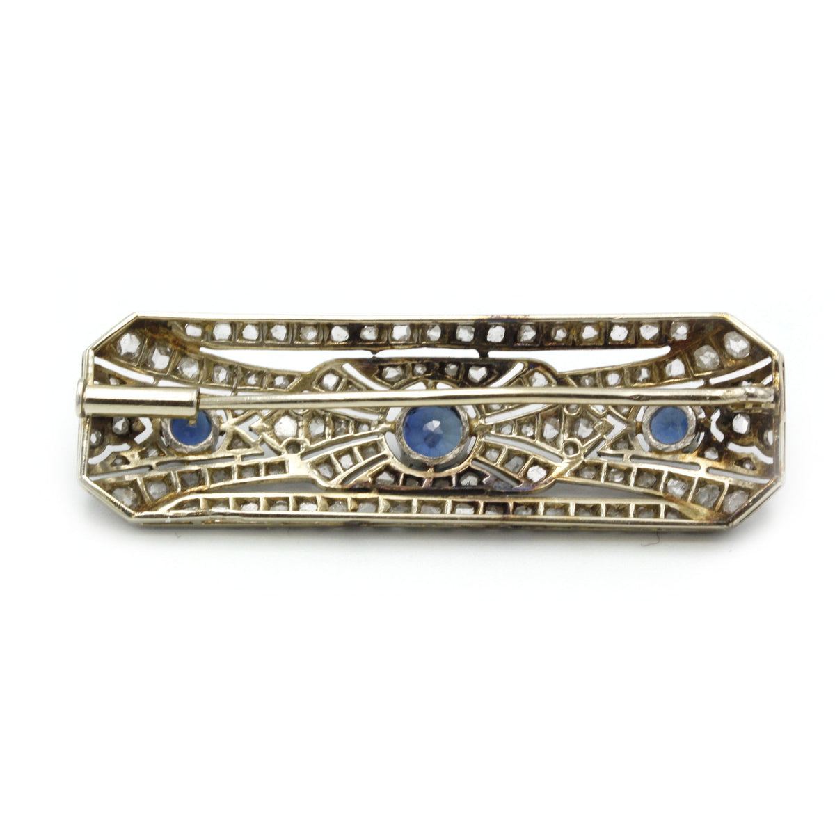Broche - Or, Platine, Diamants & Saphirs
