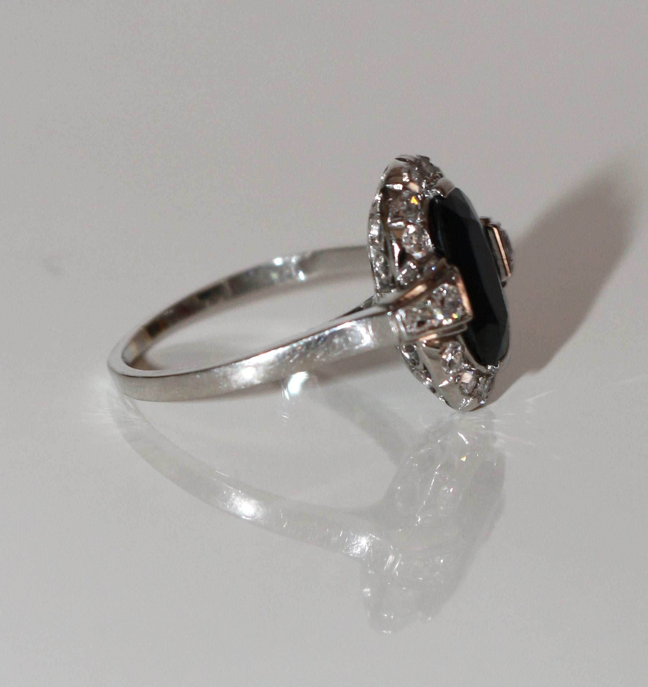 Bague Art Déco Saphir Et Diamants