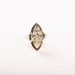 Bague marquise diamants en or deux tons