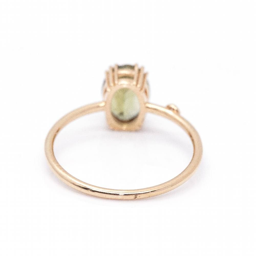 Ring green in yellow gold, tourmaline and diamond